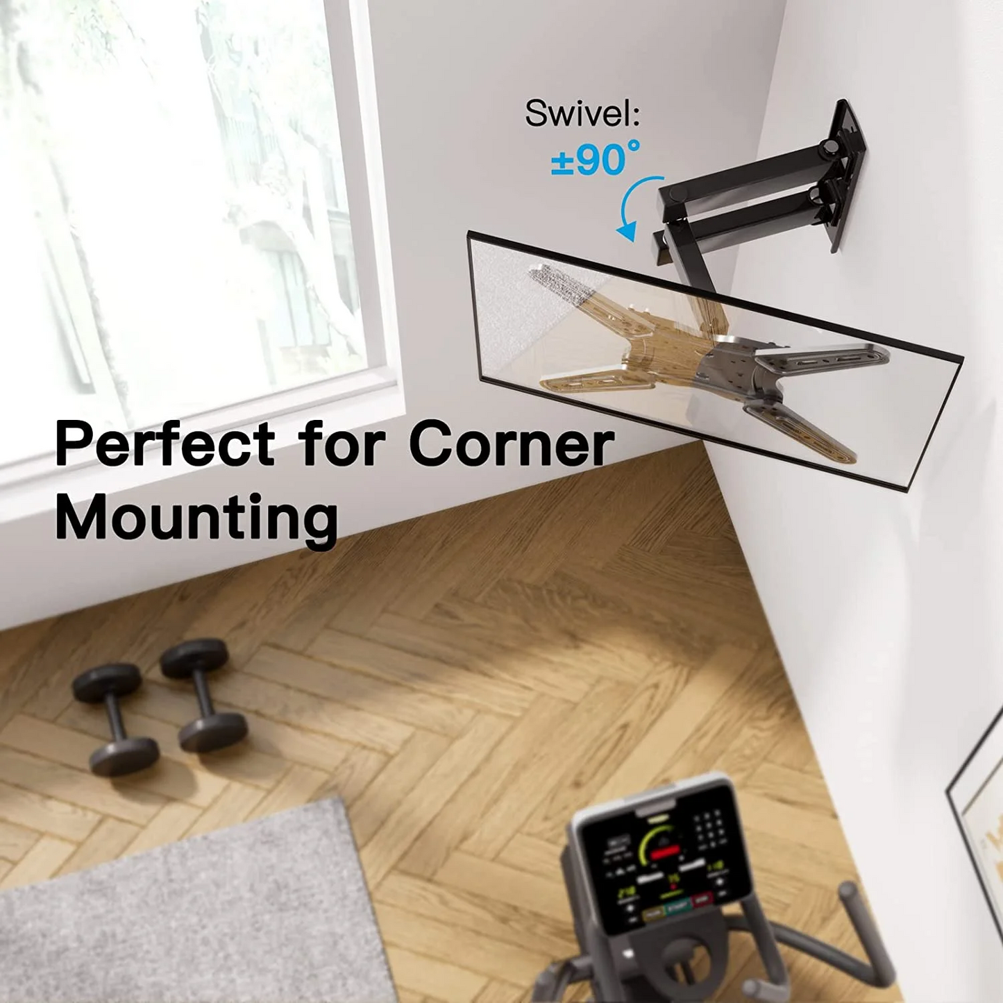 Full Motion TV Wall Mount Bracket, Articulating Arms Swivel Tilt Extension Rotation, Fits Most 26-60 inch Flat Curved LED LCD OLED TVs, Max 400x400mm Holds up to 88lbs