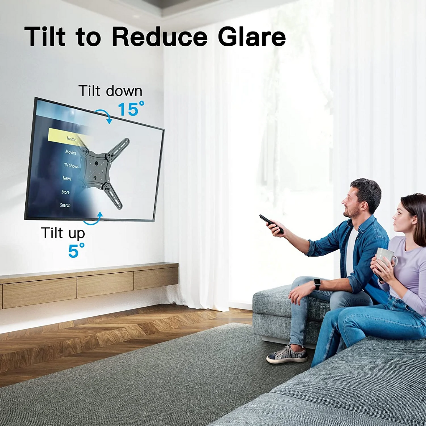 Full Motion TV Wall Mount Bracket, Articulating Arms Swivel Tilt Extension Rotation, Fits Most 26-60 inch Flat Curved LED LCD OLED TVs, Max 400x400mm Holds up to 88lbs