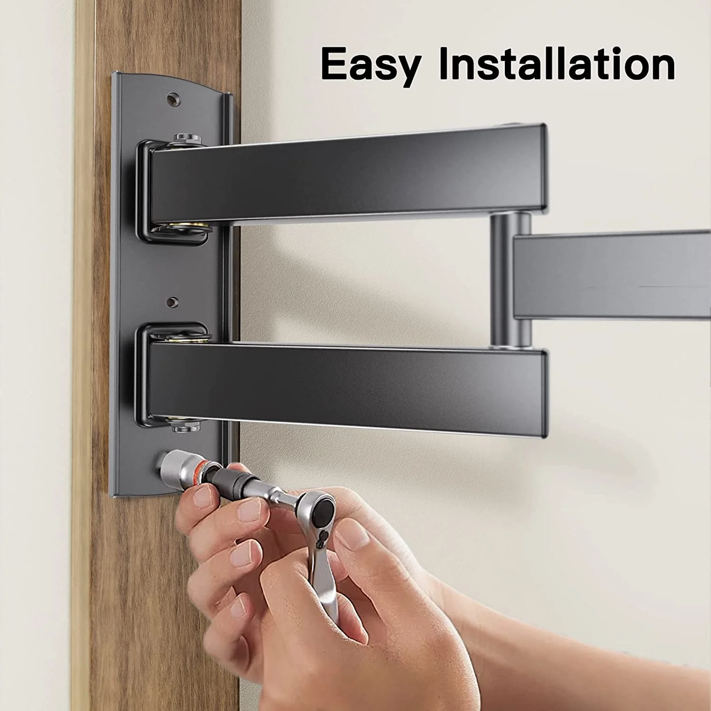 Full Motion TV Wall Mount Bracket, Articulating Arms Swivel Tilt Extension Rotation, Fits Most 26-60 inch Flat Curved LED LCD OLED TVs, Max 400x400mm Holds up to 88lbs