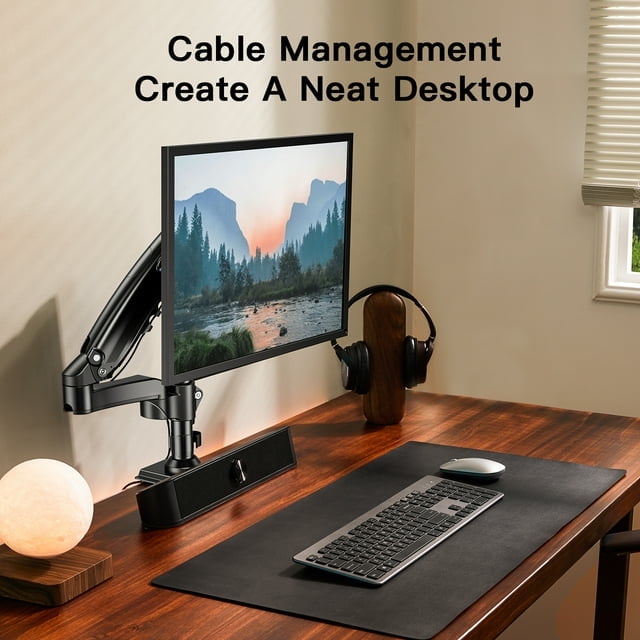 Single Monitor Stand Mount for Most 13-32 inch Screens with Height Adjustable Gas Spring Single Arm, Full Motion Swivel Holds up to 19.8lbs