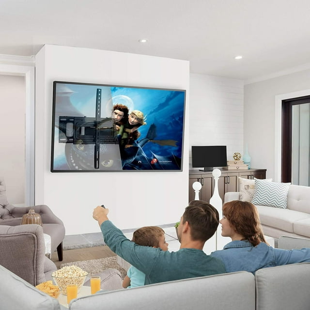Full Motion TV Wall Mount Bracket for 37-75 inch LCD, QLED,OLED 4K Flat Curved TVs, Dual Arms Tilt Extension Swivel Articulating TV Mount, Max 600x400mm up to 132lbs, Fits 16 Studs