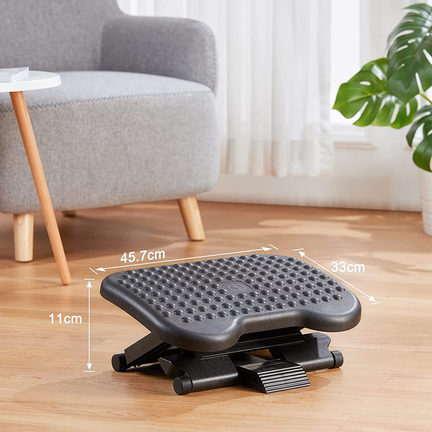 Adjustable Under Desk Footrest with Massage, Foot Stool Under Desk with 3 Height Adjustment & 30 Degree Tilt Angle for Home, Office