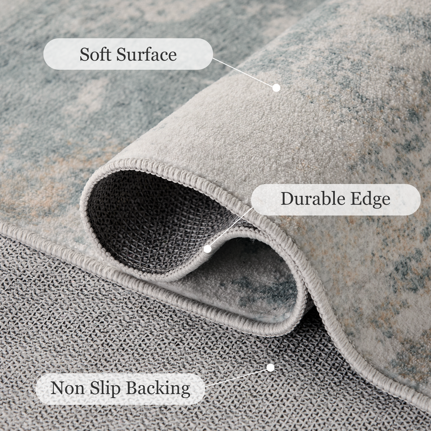 2'x6' Boho Runner Rug for Hallway, Machine Washable Stain Resistant Non-Shed Carpet, Runner Rug with Non-Slip Backing for Kitchen, Entryway, Bedroom, Laundry, Bathroom