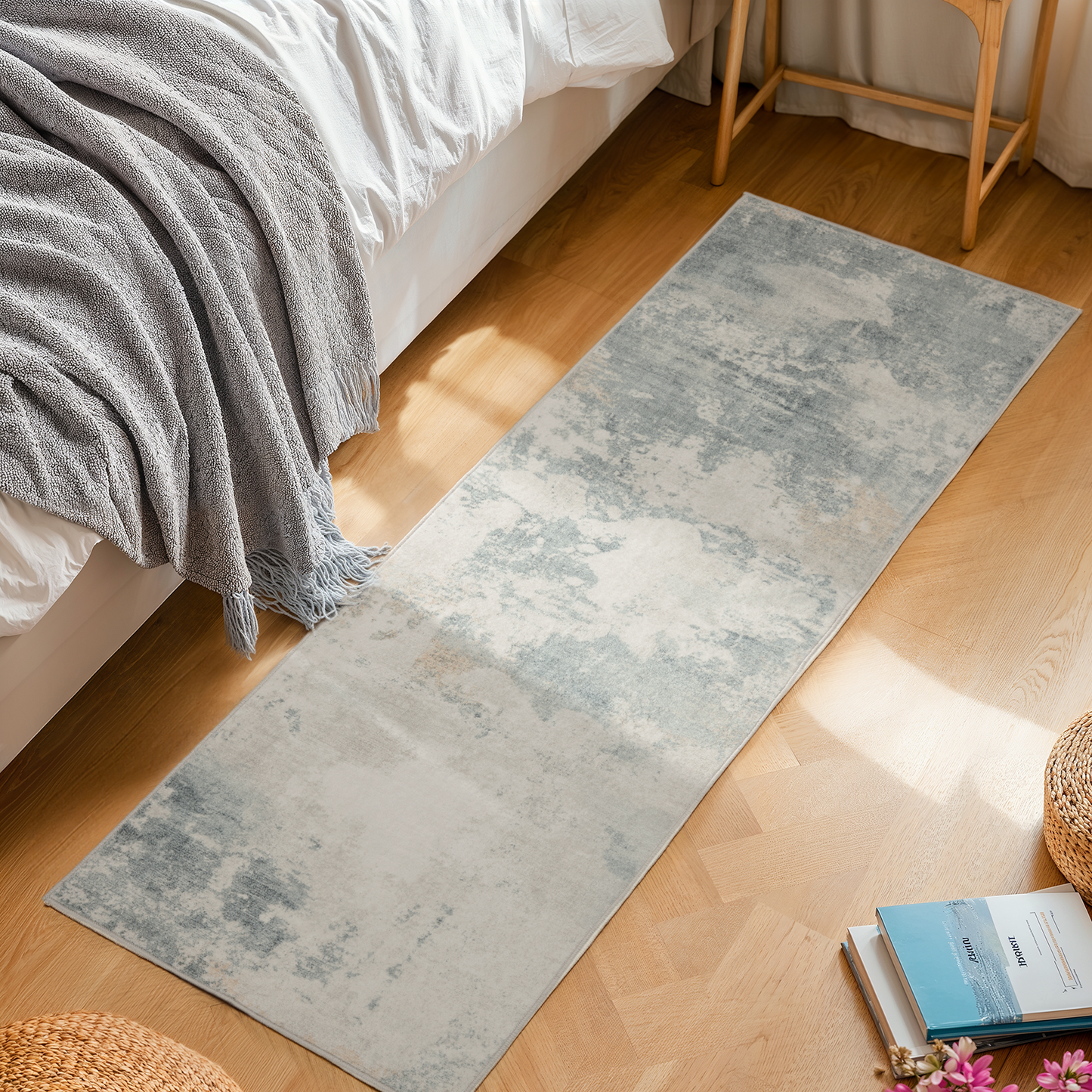 2'x6' Boho Runner Rug for Hallway, Machine Washable Stain Resistant Non-Shed Carpet, Runner Rug with Non-Slip Backing for Kitchen, Entryway, Bedroom, Laundry, Bathroom