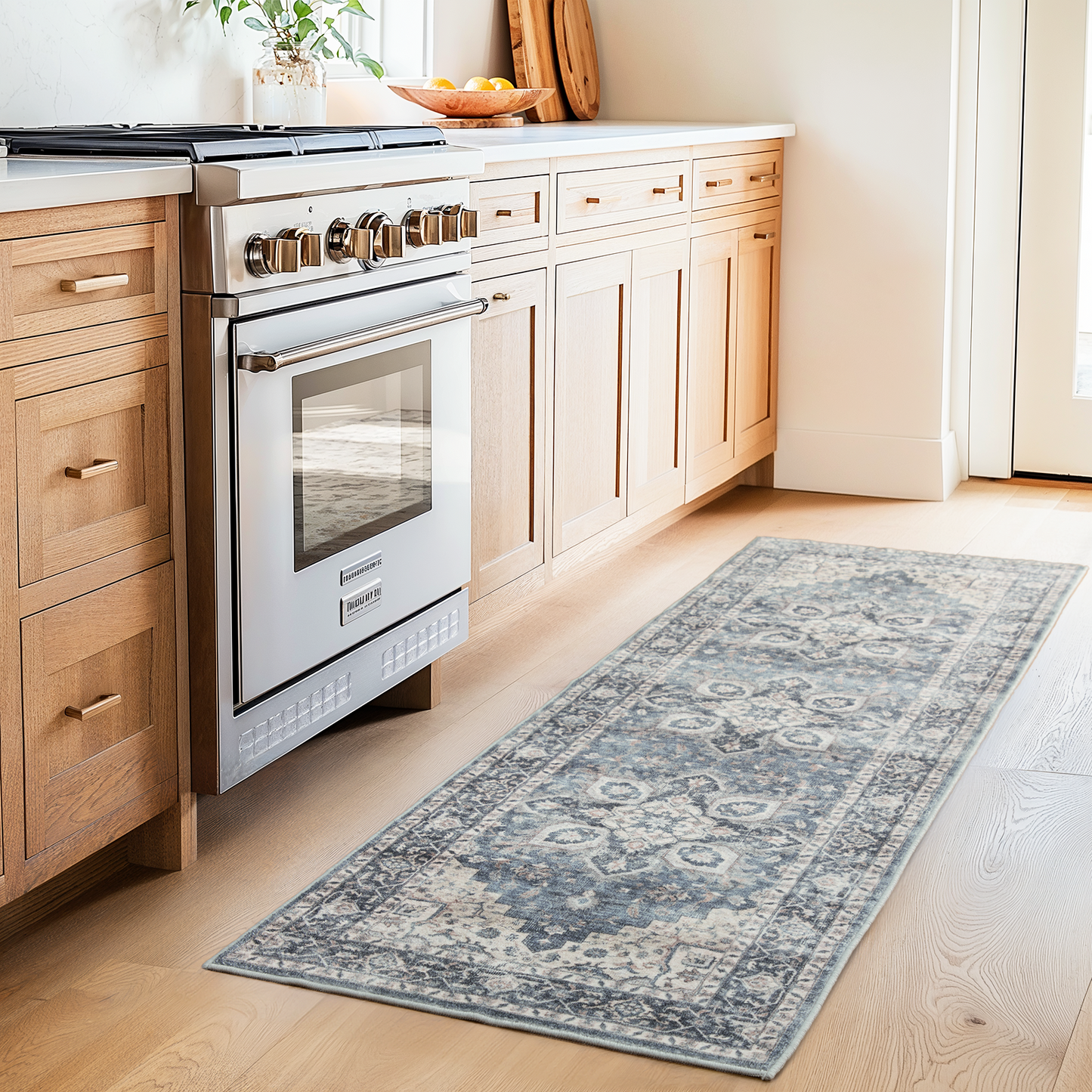 2'x6' Boho Area Rugs for Living Room, Machine Washable Area Rug with Non-Slip Backing, Stain Resistant Non-Shed Carpet for Bedroom, Dining Room, Dorm, Office