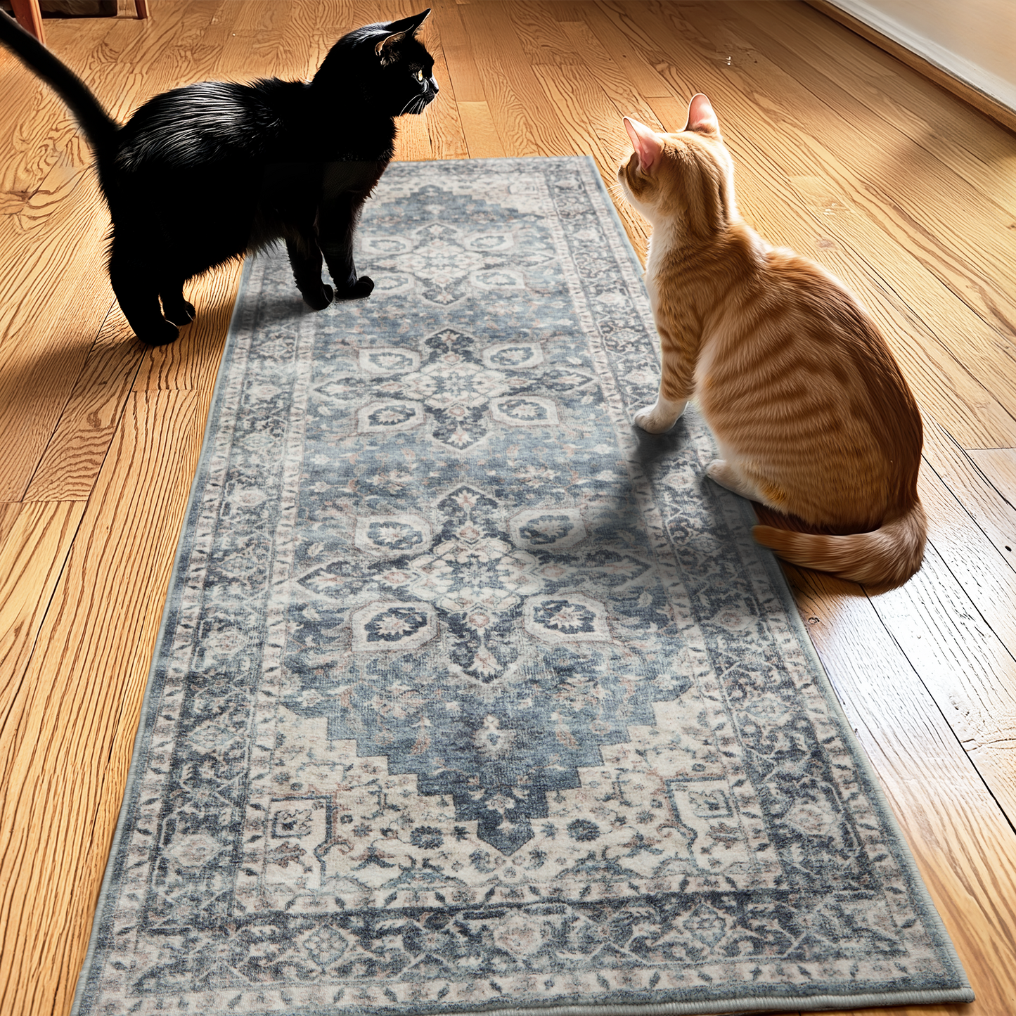 2'x6' Boho Area Rugs for Living Room, Machine Washable Area Rug with Non-Slip Backing, Stain Resistant Non-Shed Carpet for Bedroom, Dining Room, Dorm, Office