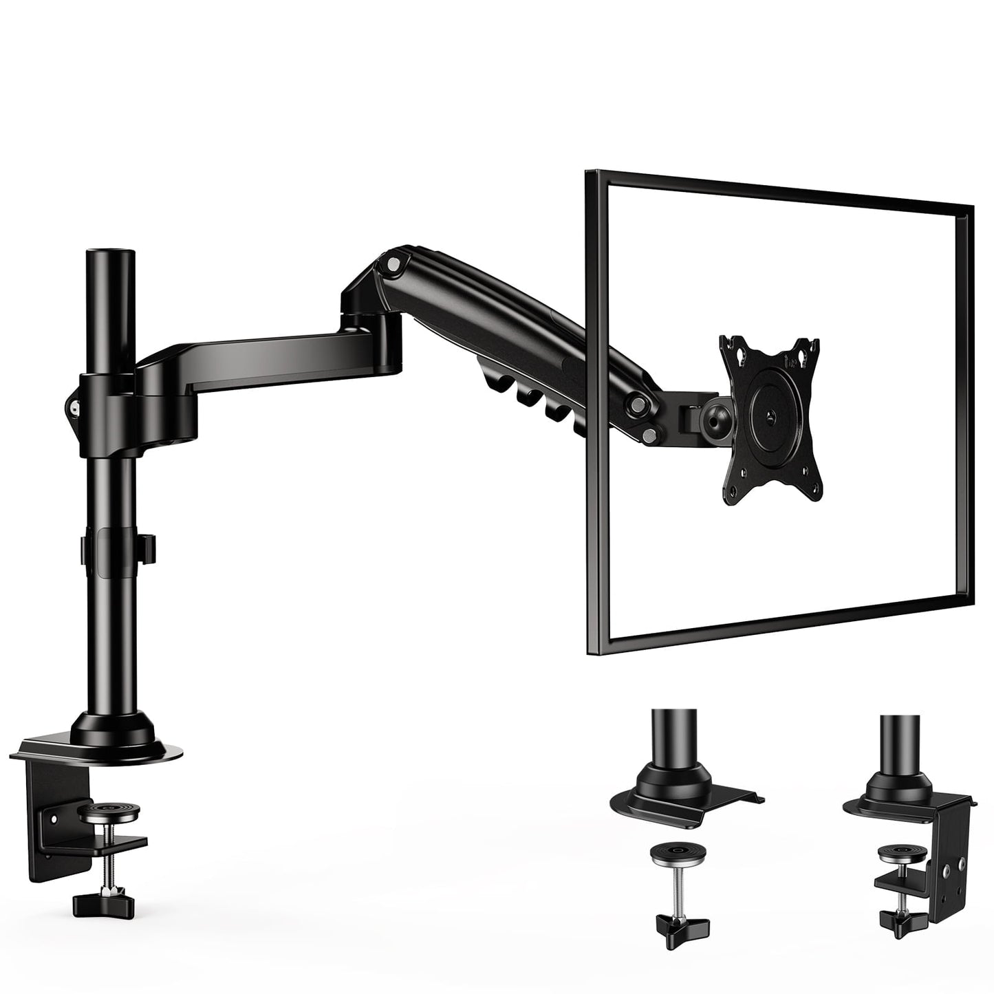 Single Monitor Stand Mount for Most 13-32 inch Screens with Height Adjustable Gas Spring Single Arm, Full Motion Swivel Holds up to 19.8lbs