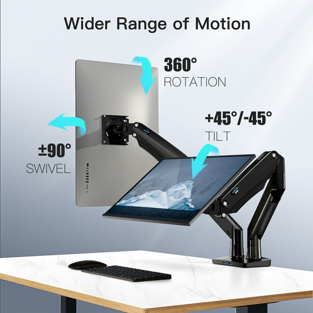 Dual Monitor Stand Mount Fits 13-35 inch Screens with USB, Hold up to 26.4 lbs