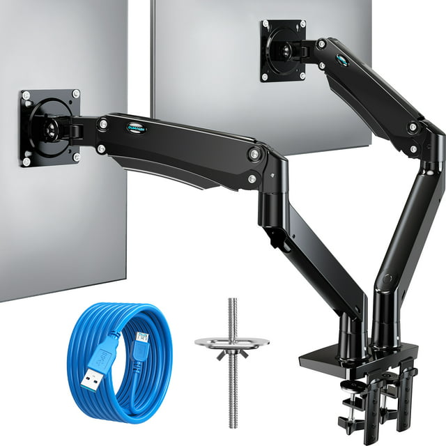 Dual Monitor Stand Mount Fits 13-35 inch Screens with USB, Hold up to 26.4 lbs