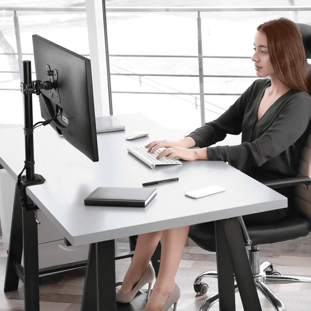 Single Monitor Stand Mount, Height Adjustable Stand Fits 13" to 32" Screen