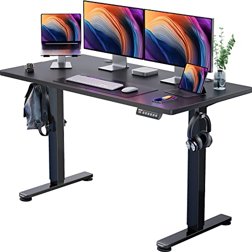 ErGear Height Adjustable Electric Standing Desk, 55 x 28 Inches Sit Stand up Desk, Memory Computer Home Office Desk (Black)
