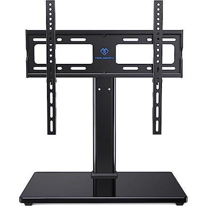 PERLESMITH Swivel Universal TV Stand/Base - Table Top TV Stand for 32-60 inch LCD LED TVs - Height Adjustable TV Mount Stand with Tempered Glass Base, VESA 400x400mm,Holds up to 88lbs PSTVS09