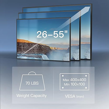 PERLESMITH TV Wall Mount for 26–55 inch TVs up to 70 lbs, Full Motion TV Mount Bracket with Swivel, Tilt, Level Adjustment, Corner TV Mount with Articulating Arm, Max VESA 400x400mm, PSMFK7