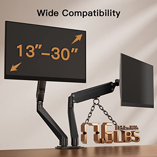 ErGear Dual Monitor Stand, Dual Monitor Mount for 13-30 inch Screens up to 17.6lbs, VESA 75x75mm-100x100mm, Dual Monitor Arms for Home and Office