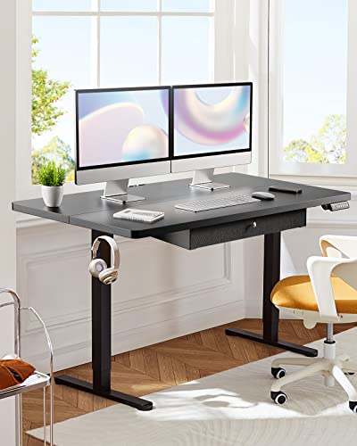 ErGear Electric Standing Desk with Drawer, Adjustable Height Sit Stand Up Desk, Home Office Desk Computer Workstation, 48x24 Inches, Black