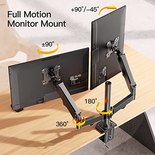 ErGear Dual Monitor Stand, Adjustable Monitor Desk Mount for Up to 30in Screens, Full Motion Gas Spring Monitor Arm Holds Up to 17.6LBS, Max VESA 100x100mm