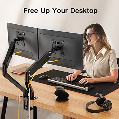 ErGear Dual Monitor Stand, Dual Monitor Mount for 13-30 inch Screens up to 17.6lbs, VESA 75x75mm-100x100mm, Dual Monitor Arms for Home and Office