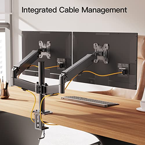 ErGear Dual Monitor Stand, Adjustable Monitor Desk Mount for Up to 30in Screens, Full Motion Gas Spring Monitor Arm Holds Up to 17.6LBS, Max VESA 100x100mm