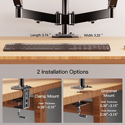 ErGear Dual Monitor Stand, Adjustable Monitor Desk Mount for Up to 30in Screens, Full Motion Gas Spring Monitor Arm Holds Up to 17.6LBS, Max VESA 100x100mm