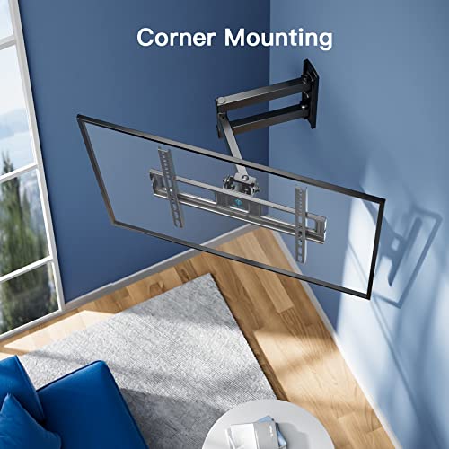 PERLESMITH TV Wall Mount for 26–55 inch TVs up to 70 lbs, Full Motion TV Mount Bracket with Swivel, Tilt, Level Adjustment, Corner TV Mount with Articulating Arm, Max VESA 400x400mm, PSMFK7
