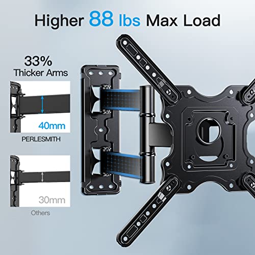 PERLESMITH UL Listed Full Motion TV Wall Mount for Most 26-60 inch Flat Curved OLED 4K TVs up to 88lbs, Wall Mount TV Bracket with Swivel & Extension Arm, Tilt, Leveling, Max VESA 400x400mm, PSMFK12