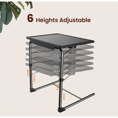 Adjustable TV Tray Table with 6 Height & 3 Tilt Angle, Folding TV Table Tray with Cup Holder for Home, Office