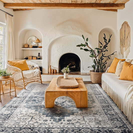 5'x7' Boho Area Rugs for Living Room, Machine Washable Area Rug with Non-Slip Backing, Stain Resistant Non-Shed Carpet for Bedroom, Dining Room, Dorm, Office