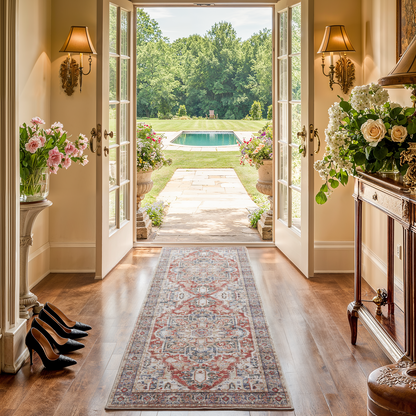 2'x6' Boho Runner Rug for Hallway, Machine Washable Stain Resistant Non-Shed Carpet, Runner Rug with Non-Slip Backing for Kitchen, Entryway, Bedroom, Laundry, Bathroom