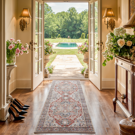 2'x6' Boho Runner Rug for Hallway, Machine Washable Stain Resistant Non-Shed Carpet, Runner Rug with Non-Slip Backing for Kitchen, Entryway, Bedroom, Laundry, Bathroom