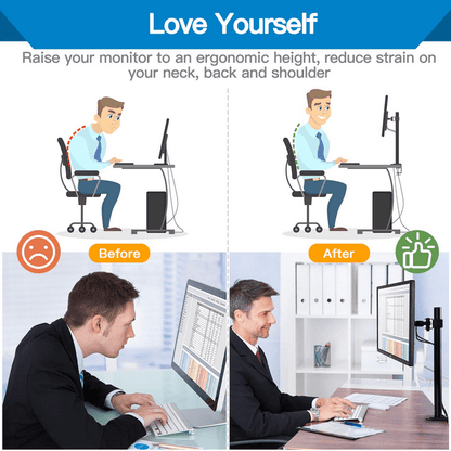 Single Monitor Stand Mount, Height Adjustable Stand Fits 13" to 32" Screen
