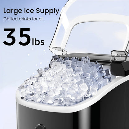 Philergo Nugget Ice Maker Countertop, 35lbs/24H with Self-Cleaning Function for Home/Kitchen/Office, Black
