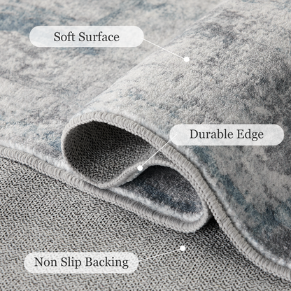 2'x6' Boho Runner Rug for Hallway, Machine Washable Stain Resistant Non-Shed Carpet, Runner Rug with Non-Slip Backing for Kitchen, Entryway, Bedroom, Laundry, Bathroom