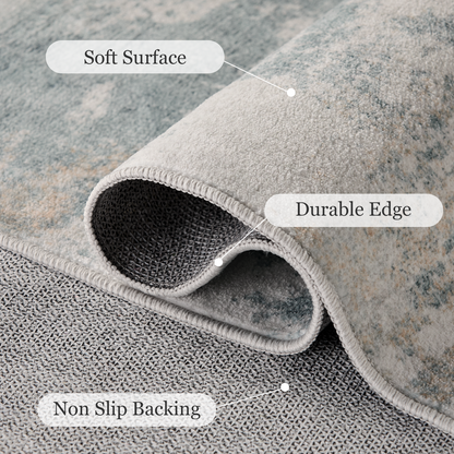 2'x6' Boho Runner Rug for Hallway, Machine Washable Stain Resistant Non-Shed Carpet, Runner Rug with Non-Slip Backing for Kitchen, Entryway, Bedroom, Laundry, Bathroom
