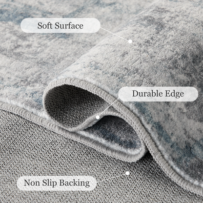 8'x10' Boho Area Rugs for Living Room, Machine Washable Area Rug with Non-Slip Backing, Stain Resistant Non-Shed Carpet for Bedroom, Dining Room, Dorm, Office