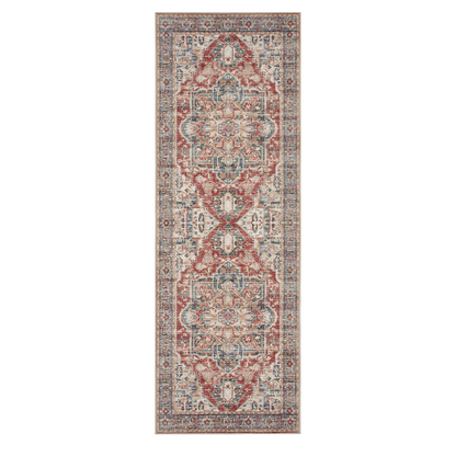 2'x6' Boho Runner Rug for Hallway, Machine Washable Stain Resistant Non-Shed Carpet, Runner Rug with Non-Slip Backing for Kitchen, Entryway, Bedroom, Laundry, Bathroom