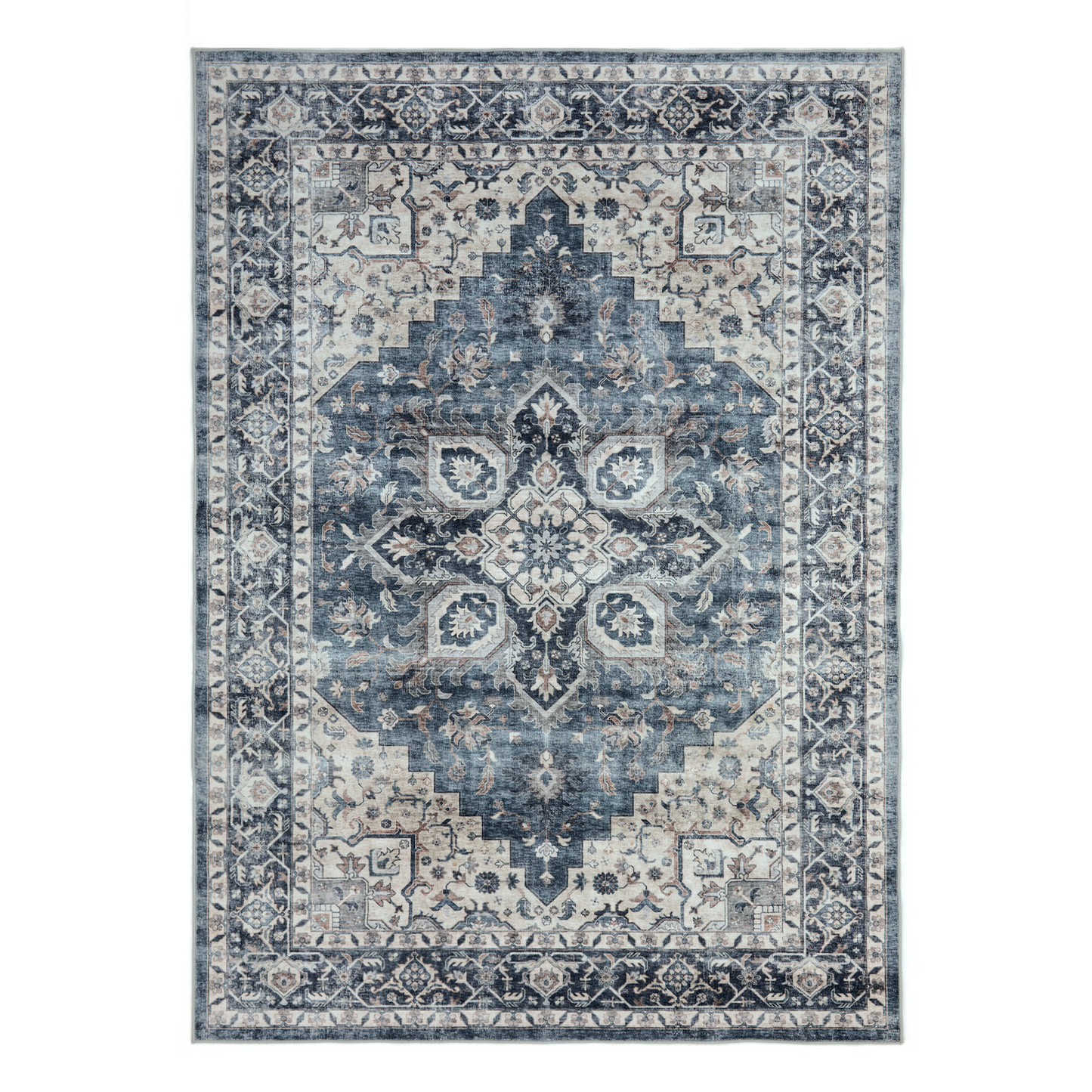 5'x7' Boho Area Rugs for Living Room, Machine Washable Area Rug with Non-Slip Backing, Stain Resistant Non-Shed Carpet for Bedroom, Dining Room, Dorm, Office