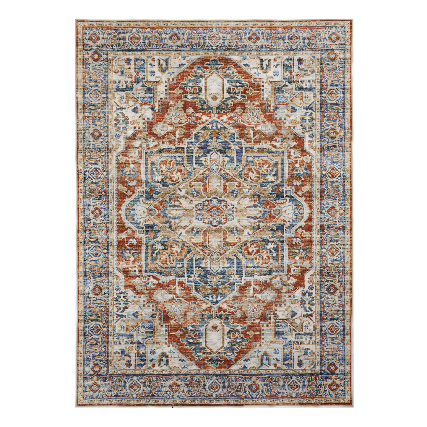 9'x12' Boho Area Rugs for Living Room, Machine Washable Area Rug with Non-Slip Backing, Stain Resistant Non-Shed Carpet for Bedroom, Dining Room, Dorm, Office