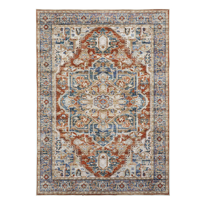 9'x12' Boho Area Rugs for Living Room, Machine Washable Area Rug with Non-Slip Backing, Stain Resistant Non-Shed Carpet for Bedroom, Dining Room, Dorm, Office