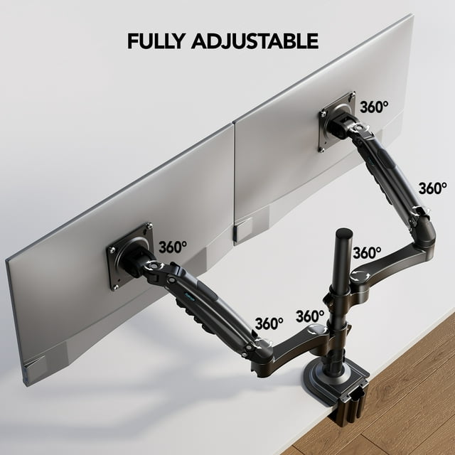 Dual Monitor Stand Fits Two 17-32 inch Screens with Height Adjustable Gas Spring Arm