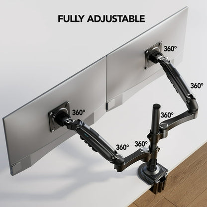 Dual Monitor Stand Fits Two 17-32 inch Screens with Height Adjustable Gas Spring Arm