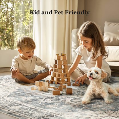 5'x7' Boho Area Rugs for Living Room, Machine Washable Area Rug with Non-Slip Backing, Stain Resistant Non-Shed Carpet for Bedroom, Dining Room, Dorm, Office
