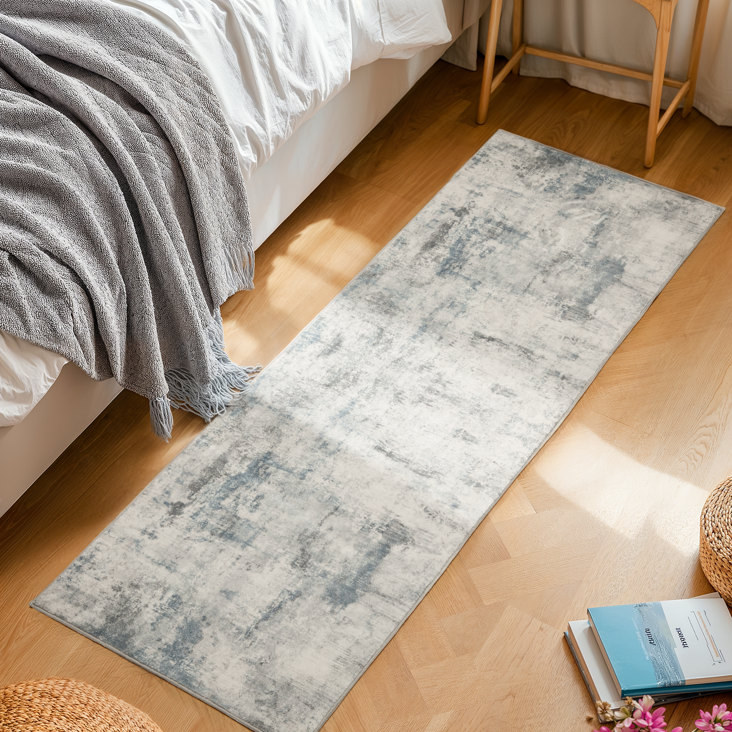 2'x6' Boho Runner Rug for Hallway, Machine Washable Stain Resistant Non-Shed Carpet, Runner Rug with Non-Slip Backing for Kitchen, Entryway, Bedroom, Laundry, Bathroom