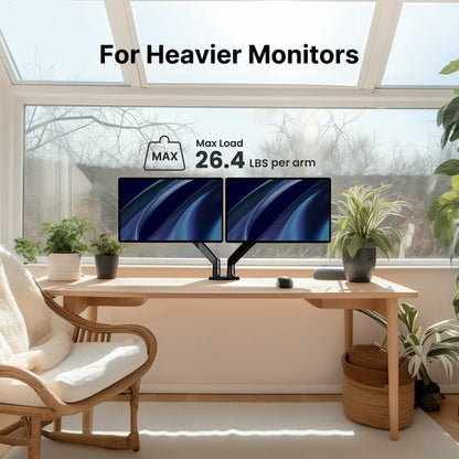 Dual Monitor Mount Desk Stand for 13-35 Screens inch Height Adjustable with Clamp/Grommet Base&USB, Each Arm Hold up to 26.4lbs