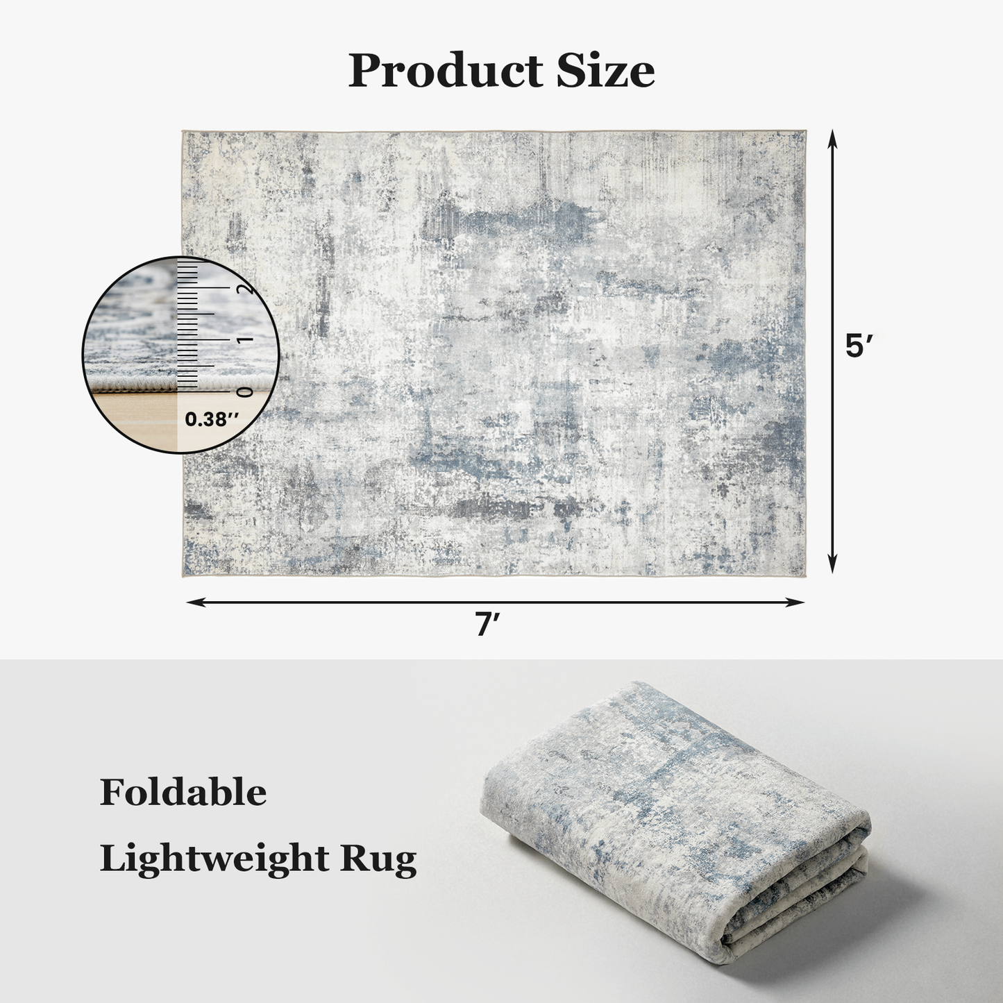 5'x7' Boho Area Rugs for Living Room, Machine Washable Area Rug with Non-Slip Backing, Stain Resistant Non-Shed Carpet for Bedroom, Dining Room, Dorm, Office