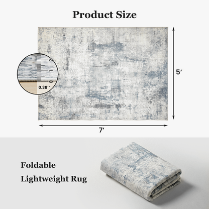5'x7' Boho Area Rugs for Living Room, Machine Washable Area Rug with Non-Slip Backing, Stain Resistant Non-Shed Carpet for Bedroom, Dining Room, Dorm, Office