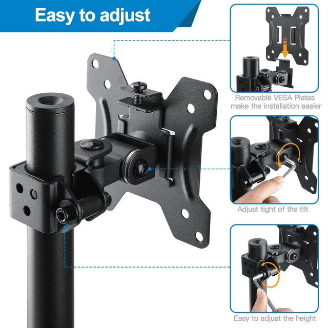 Single Monitor Stand Mount, Height Adjustable Stand Fits 13" to 32" Screen