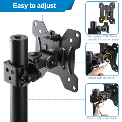 Single Monitor Stand Mount, Height Adjustable Stand Fits 13" to 32" Screen