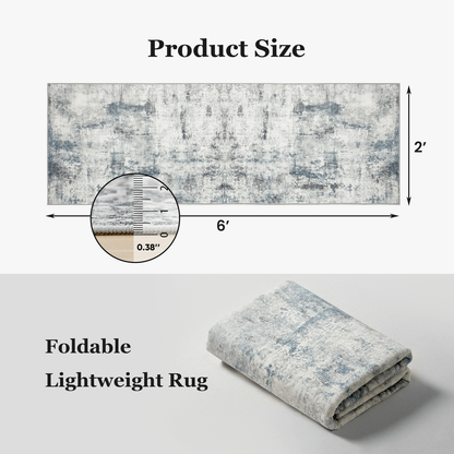 2'x6' Boho Runner Rug for Hallway, Machine Washable Stain Resistant Non-Shed Carpet, Runner Rug with Non-Slip Backing for Kitchen, Entryway, Bedroom, Laundry, Bathroom