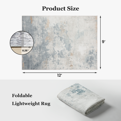 9'x12' Boho Area Rugs for Living Room, Machine Washable Area Rug with Non-Slip Backing, Stain Resistant Non-Shed Carpet for Bedroom, Dining Room, Dorm, Office