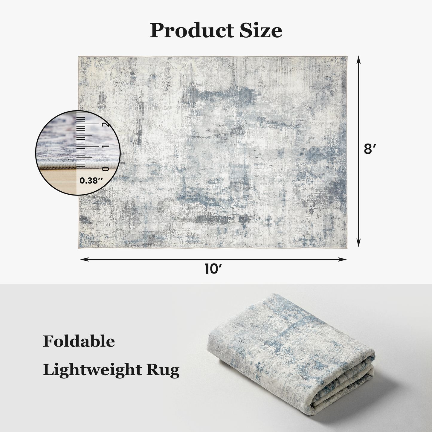 8'x10' Boho Area Rugs for Living Room, Machine Washable Area Rug with Non-Slip Backing, Stain Resistant Non-Shed Carpet for Bedroom, Dining Room, Dorm, Office